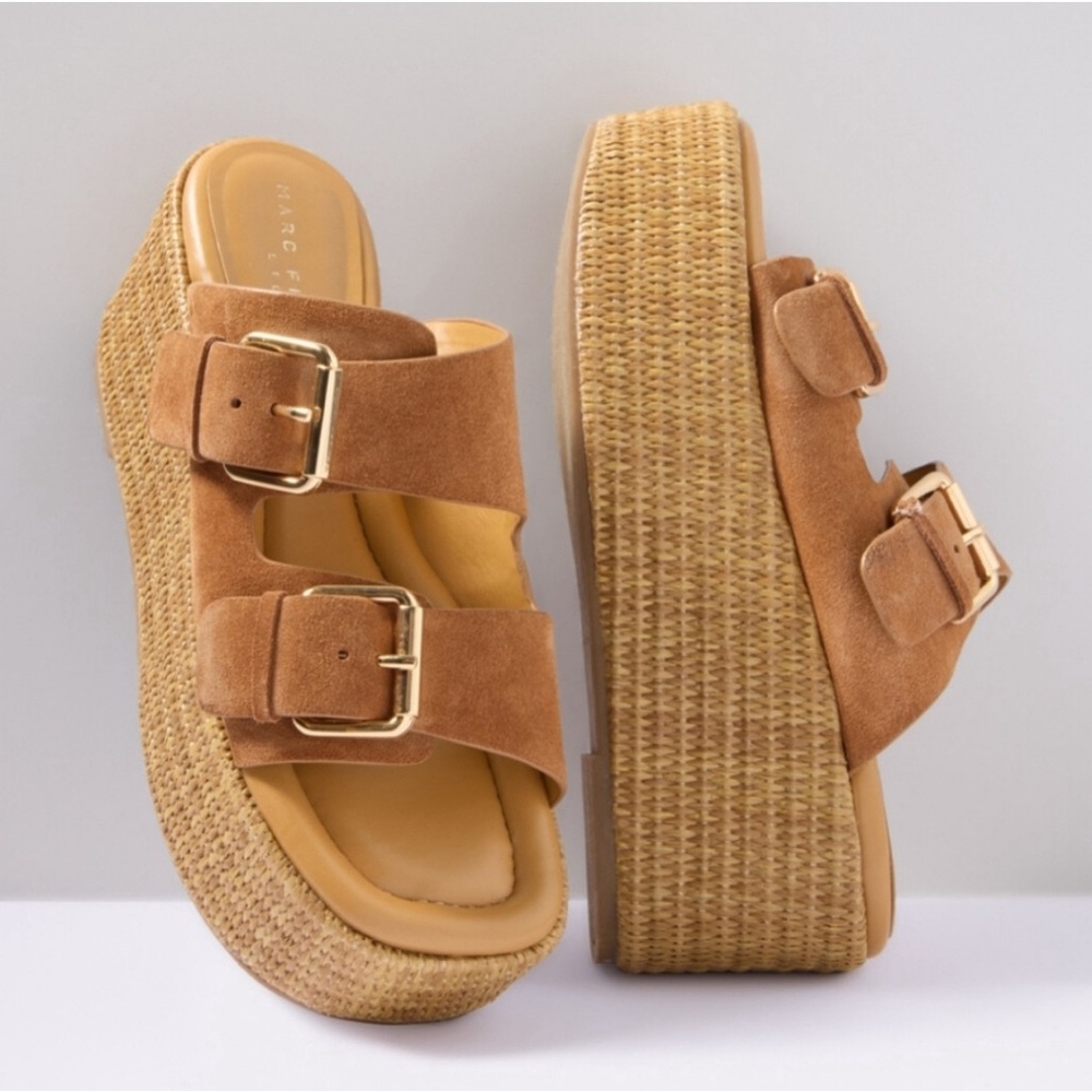 Marc Fisher Tan Suede Platform Sandals